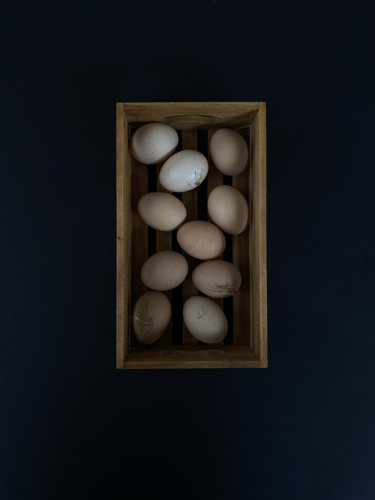 Box of chickens eggs